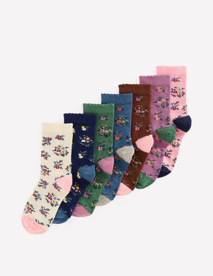 Socken im 7er-Pack-Kleiner Vintage-Blumenstrauß
