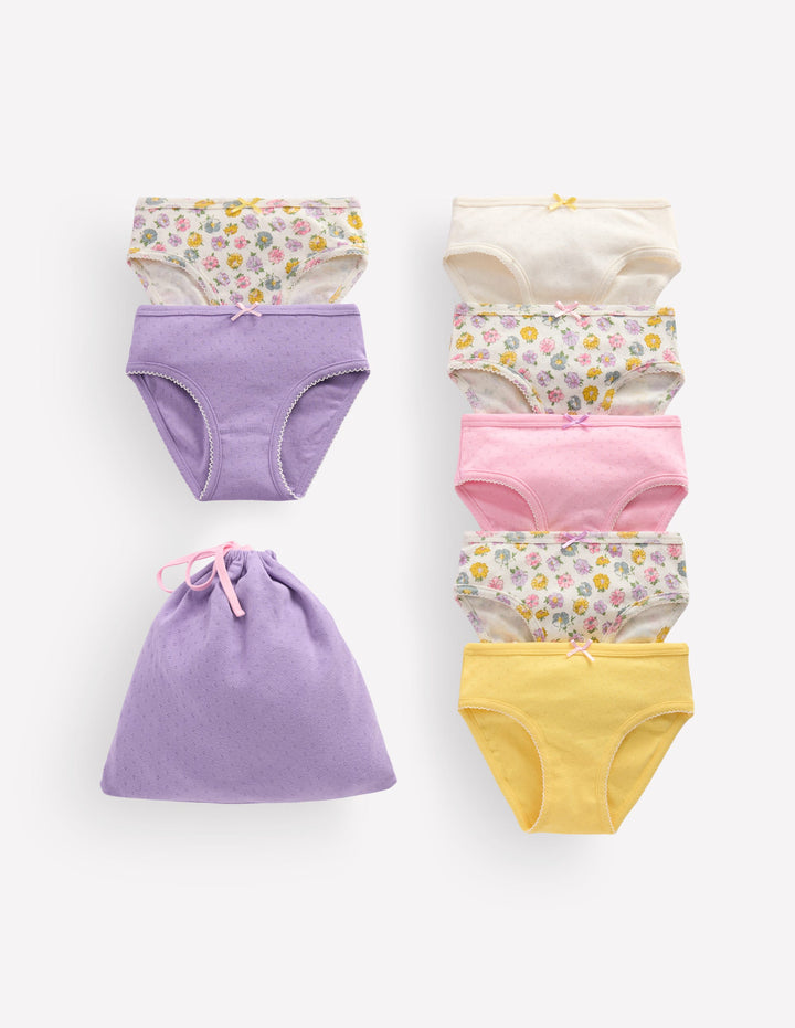 Pointelle-Unterhosen im 7er-Pack-Rosa Blumenmuster