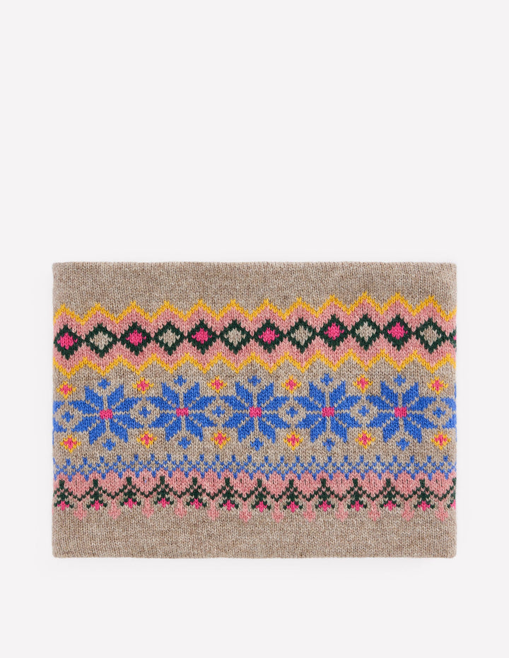 Fair-Isle-Schlauchschal-Nerzbraun Melange