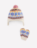 Fair-Isle-Strickset für Babys-Beige Meliert