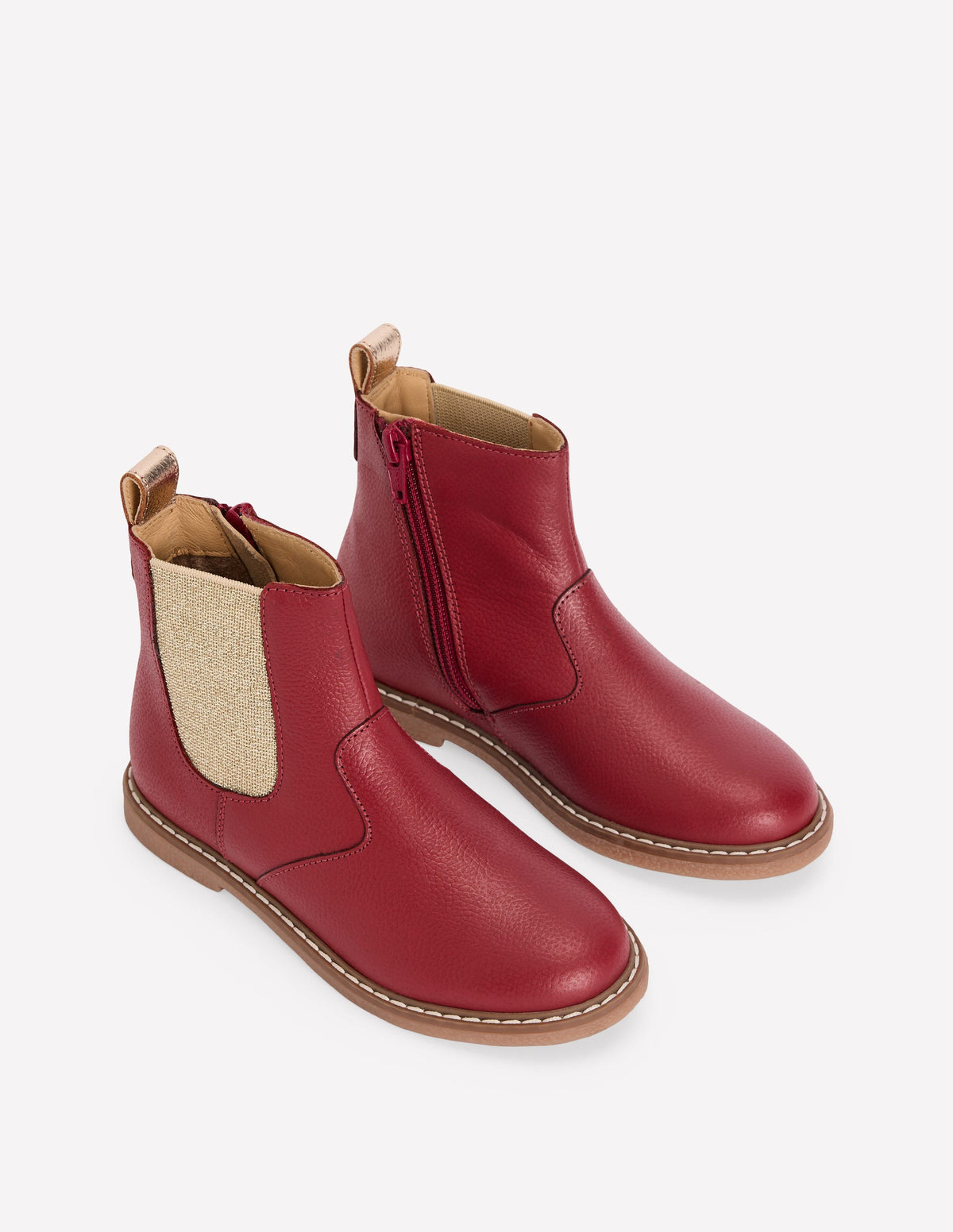 Chelsea-Stiefel aus Leder-Purpurrot-2