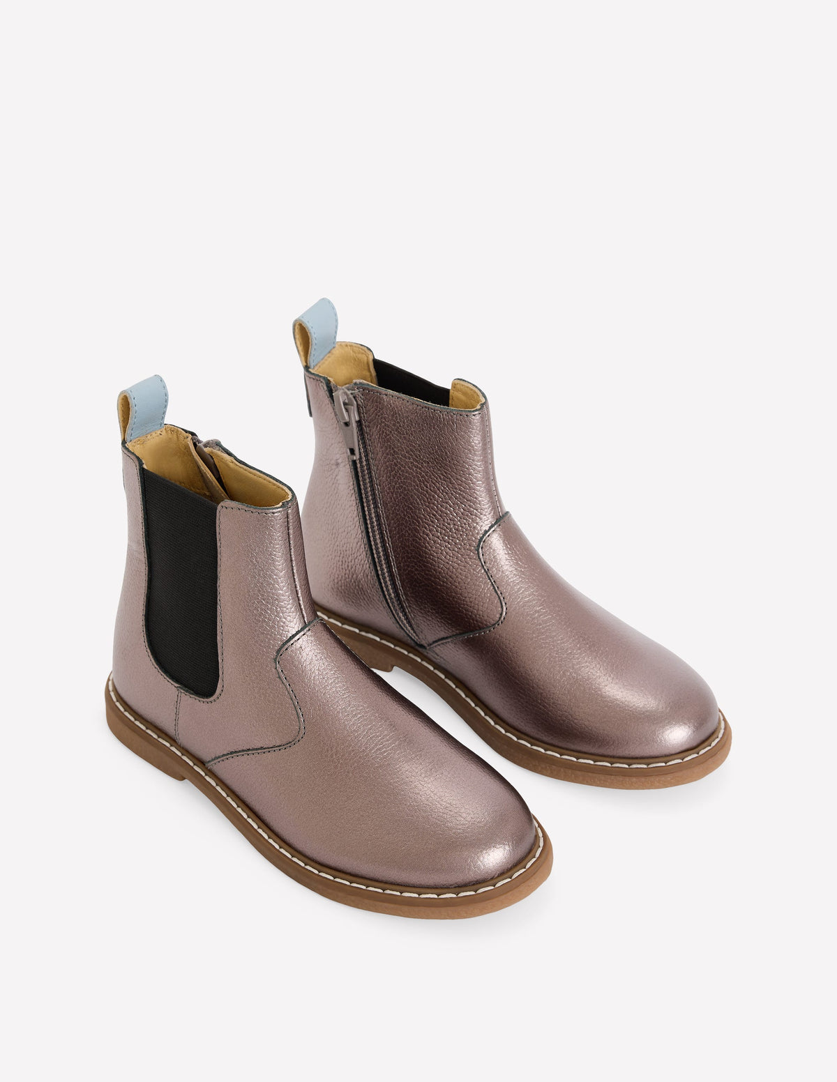 Chelsea-Stiefel aus Leder-Silber-2