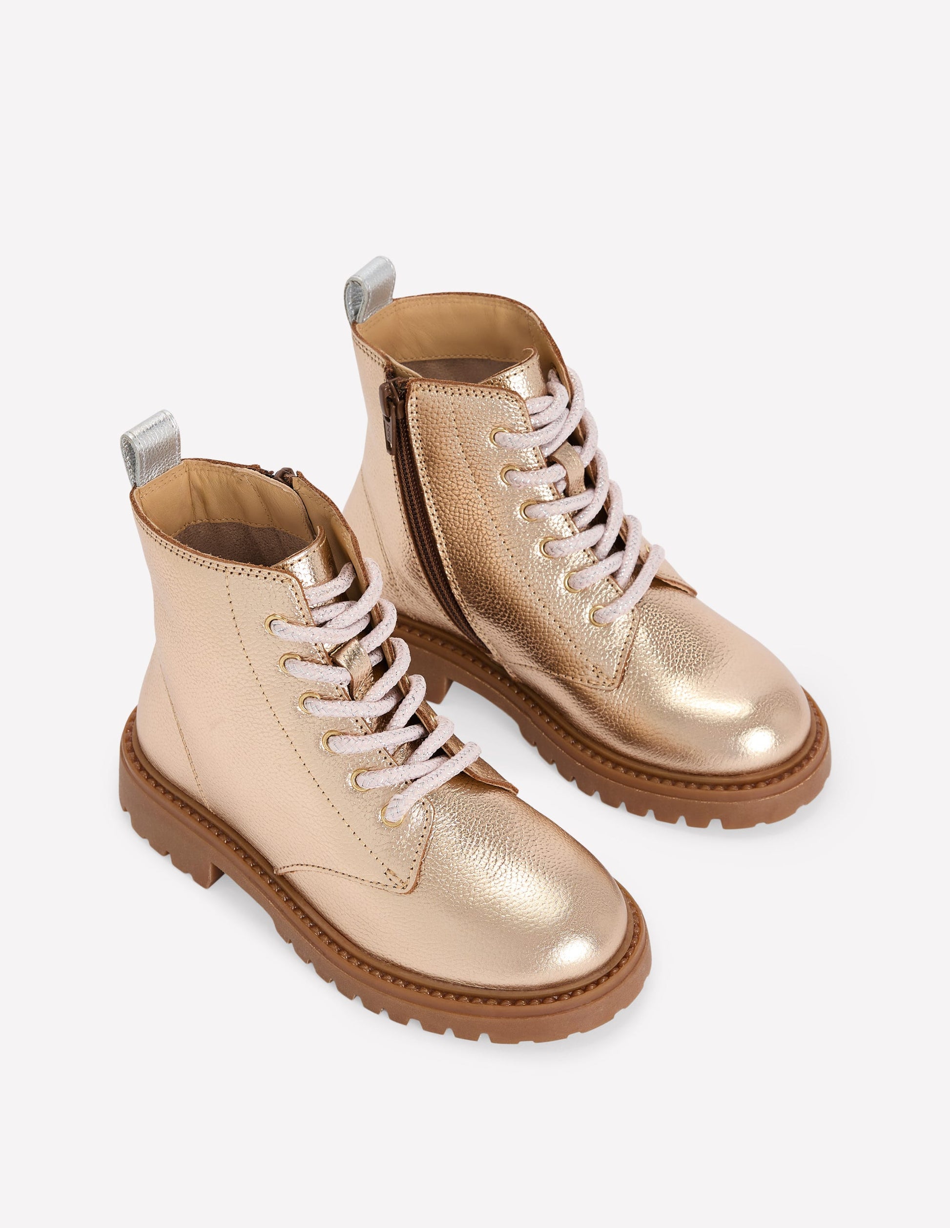 Schnürstiefel mit breiter Sohle-Gold-2