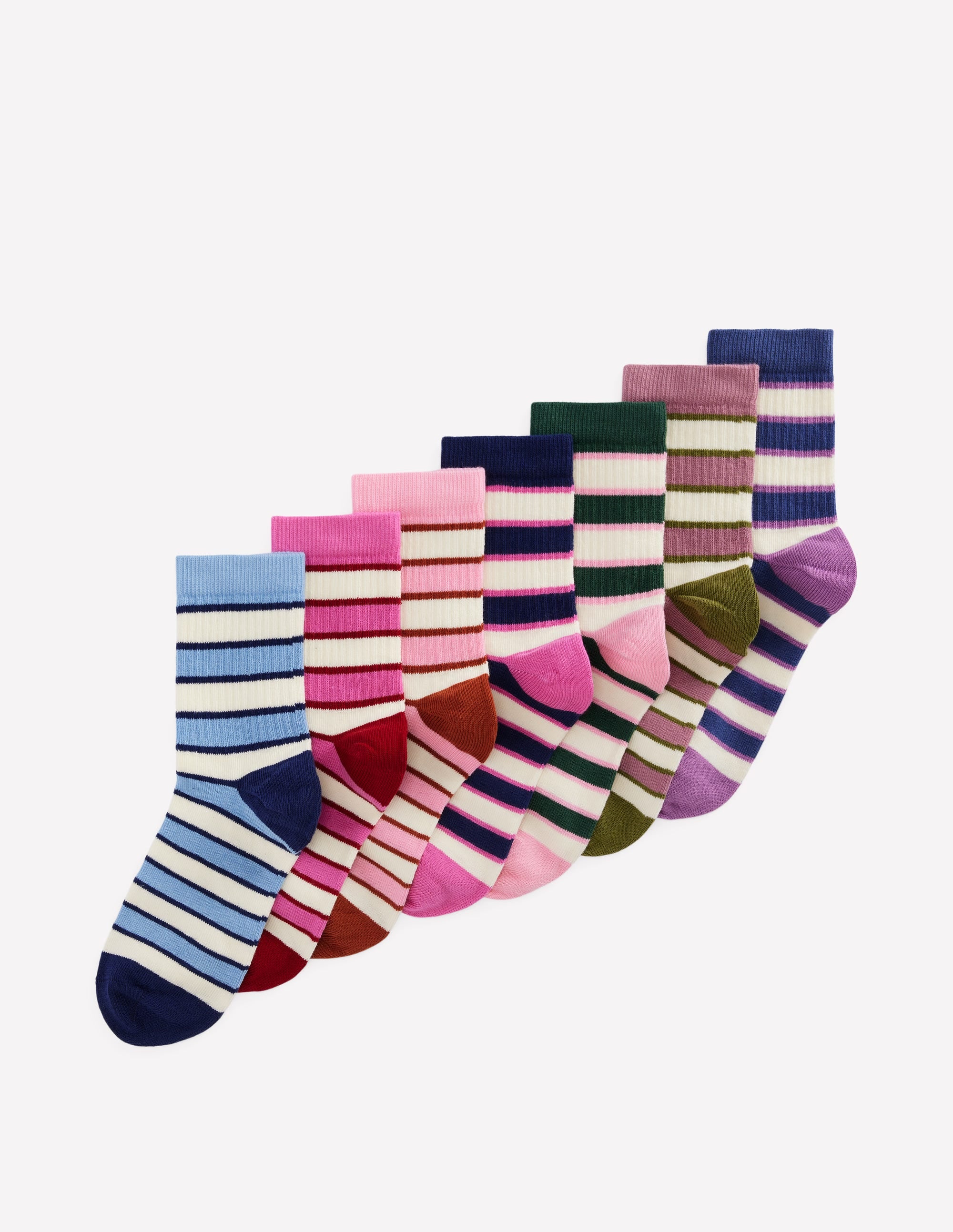 Rippstrick-Socken im 7er-Pack-Bunt Gestreift - Image 1
