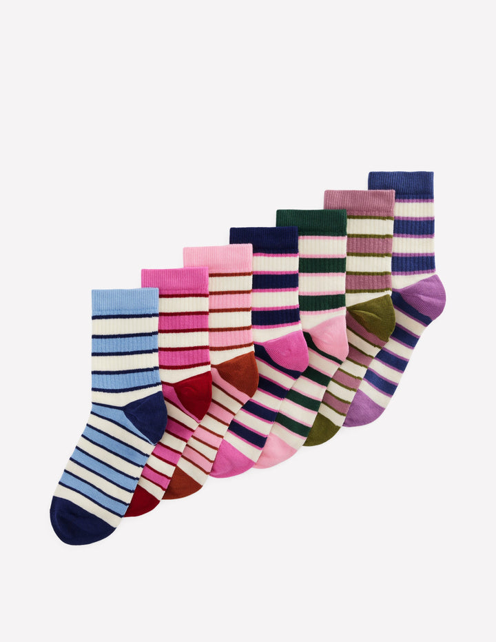 Rippstrick-Socken im 7er-Pack-Bunt Gestreift