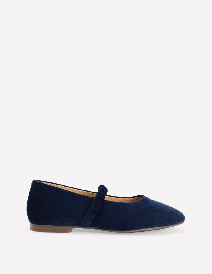 Mary Janes aus Samt-Schuluniform-Marineblau
