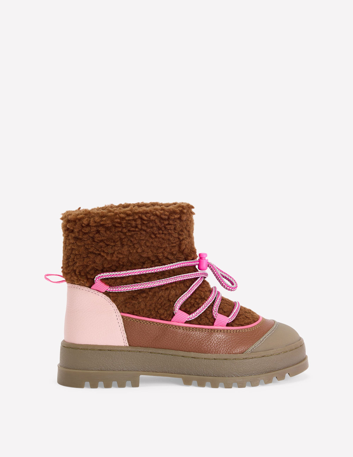 Bottines d’aventure en borg-Rose et marron - Image 1