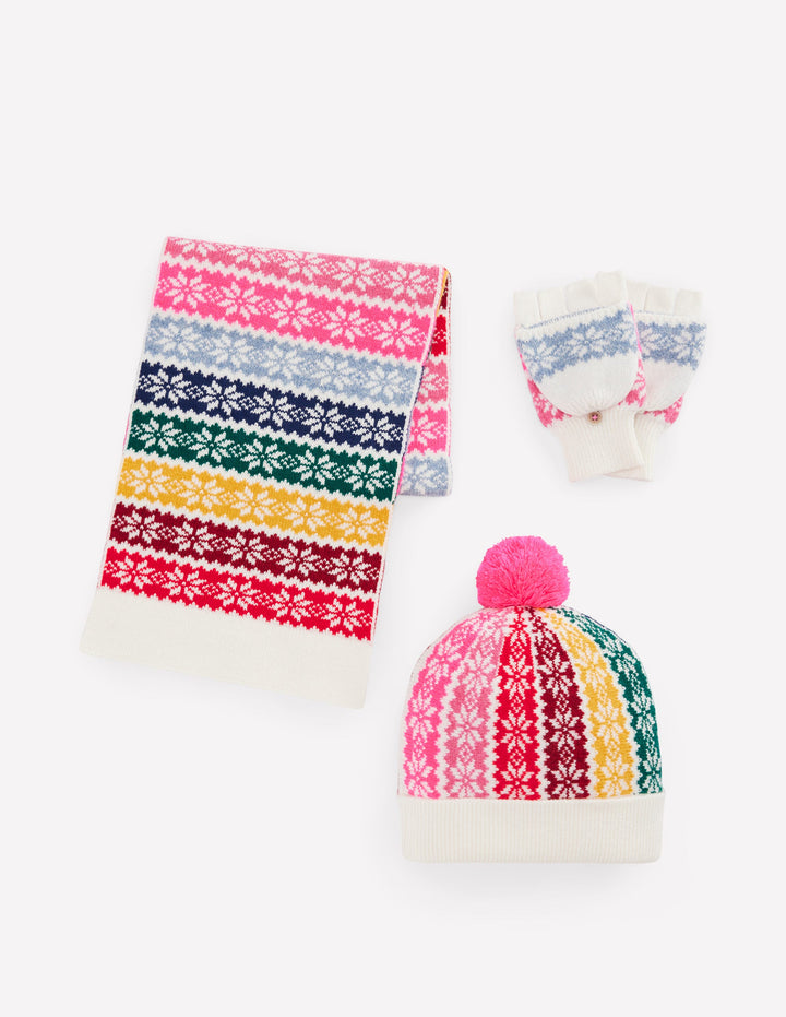 Fair-Isle-Strickset-Regenbogen Schneeflocke