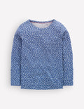 Langärmeliges Oberteil mit Pointelle-Muster-Blauhäher Kleines Blumenmuster