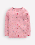 Langärmeliges Oberteil mit Pointelle-Muster-Rosa Schwanensee