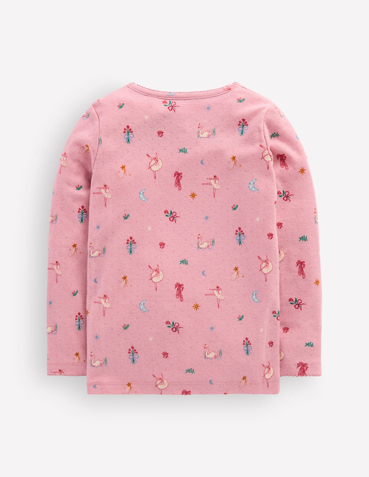 Langärmeliges Oberteil mit Pointelle-Muster-Rosa Schwanensee-2