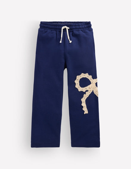 Bobbie Jogginghose mit Applikationen-Marineblau Schleife