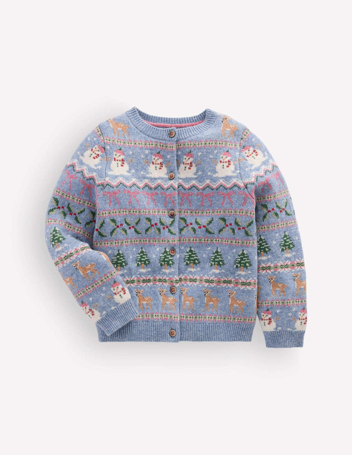 Edie Fair-Isle-Strickjacke-Gletscherblau Verschneite Weihnachten - Image 6