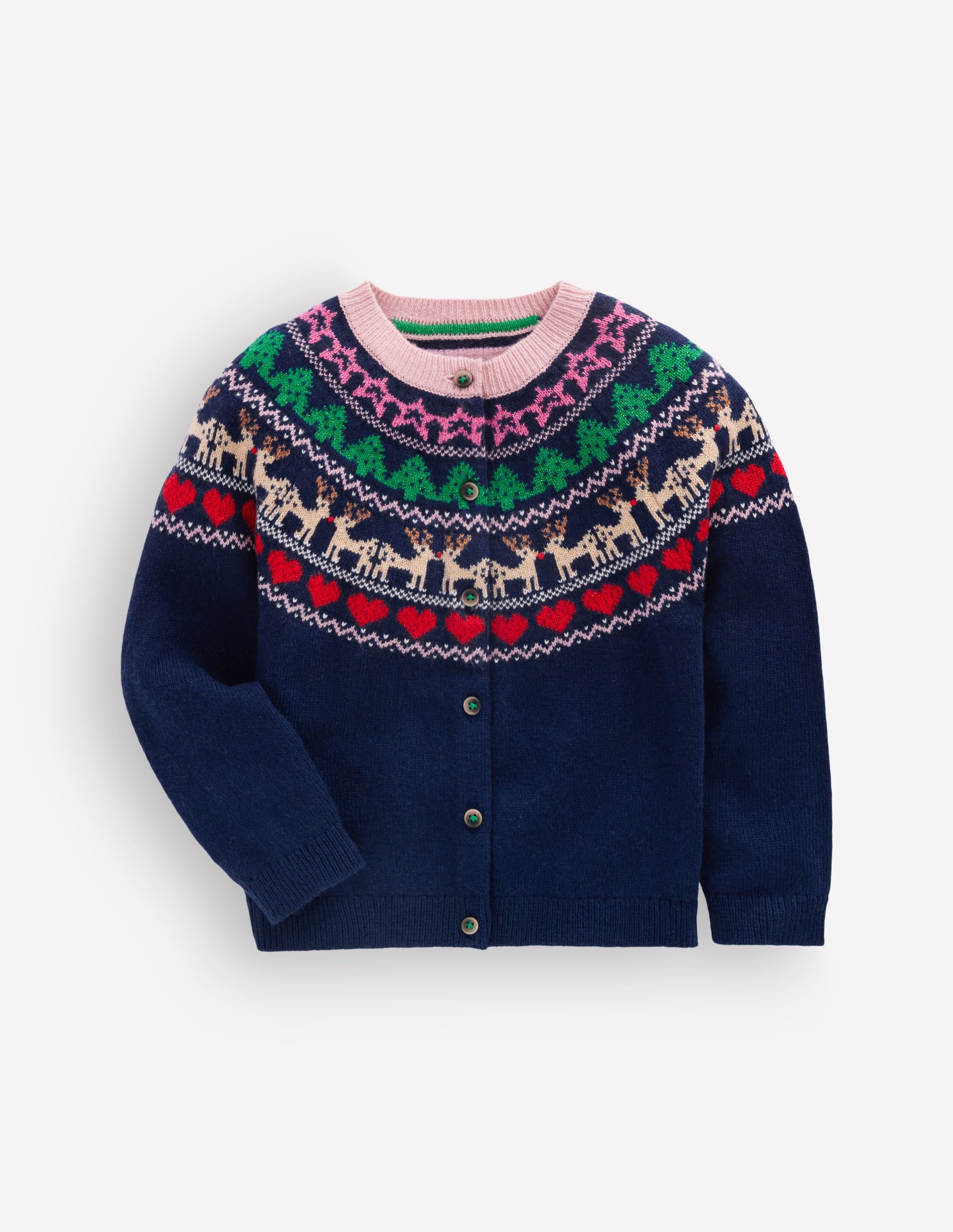 Edie Fair-Isle-Strickjacke-Mittelalterliches Blau Glitzer Bunt - Image 1