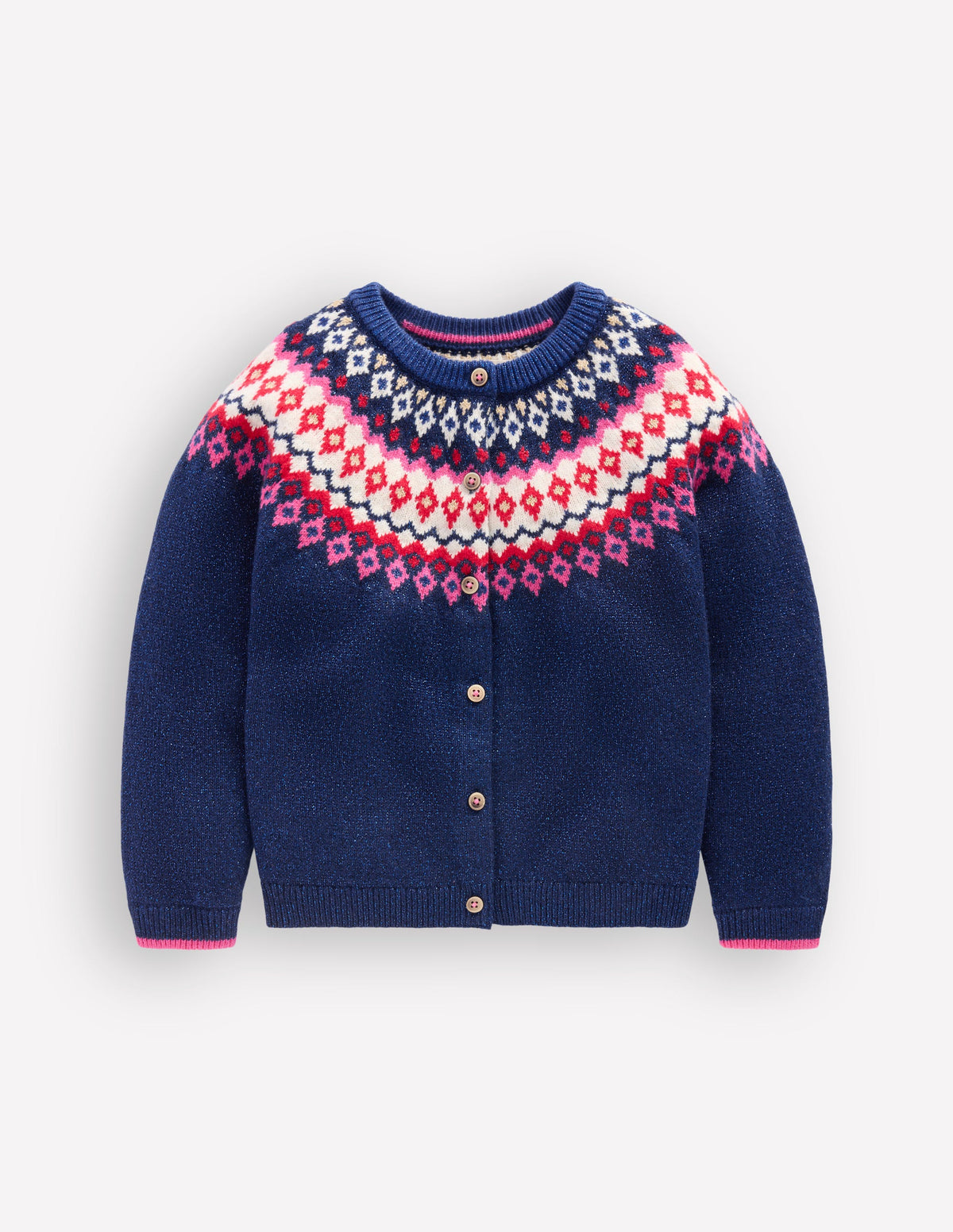 Edie Fair-Isle-Strickjacke-Navy Glitzer-1