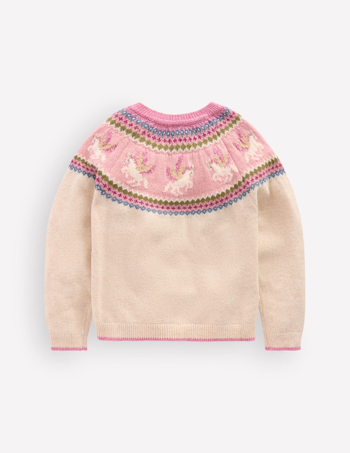 Edie Fair-Isle-Strickjacke-Haferbeige Meliert Pegasus - Image 2