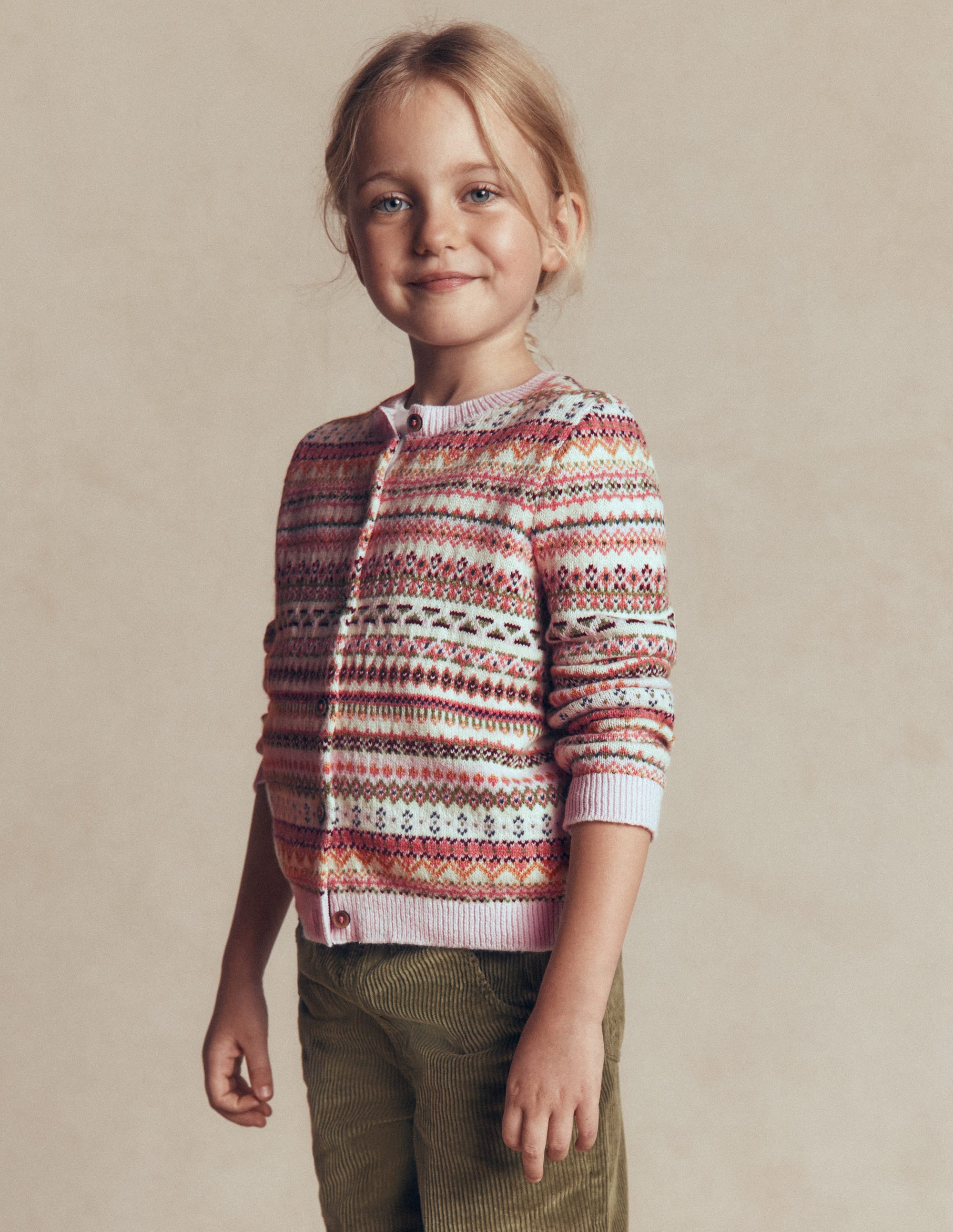 Edie Fair-Isle-Strickjacke-Rosa Heidekraut Fair Isle - Image 2