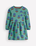 Minna Sweatkleid-Grün Blumenstempel