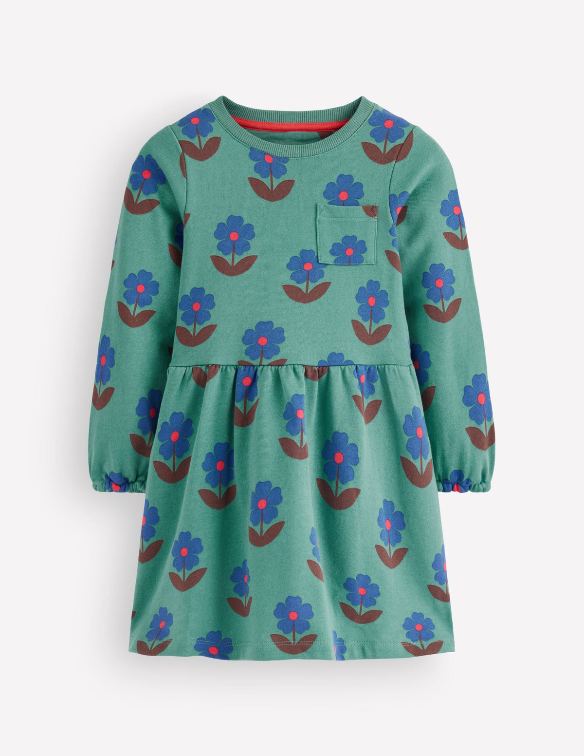 Minna Sweatkleid-Grün Blumenstempel-1