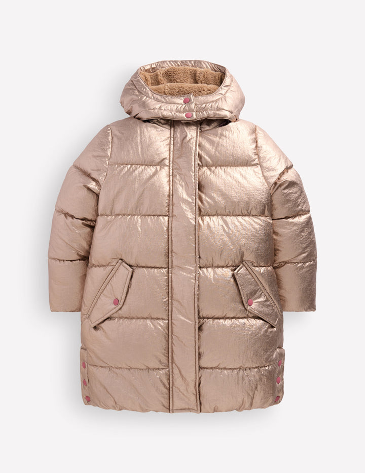 Wattierte Jacke in langer Form-Antikes Messing