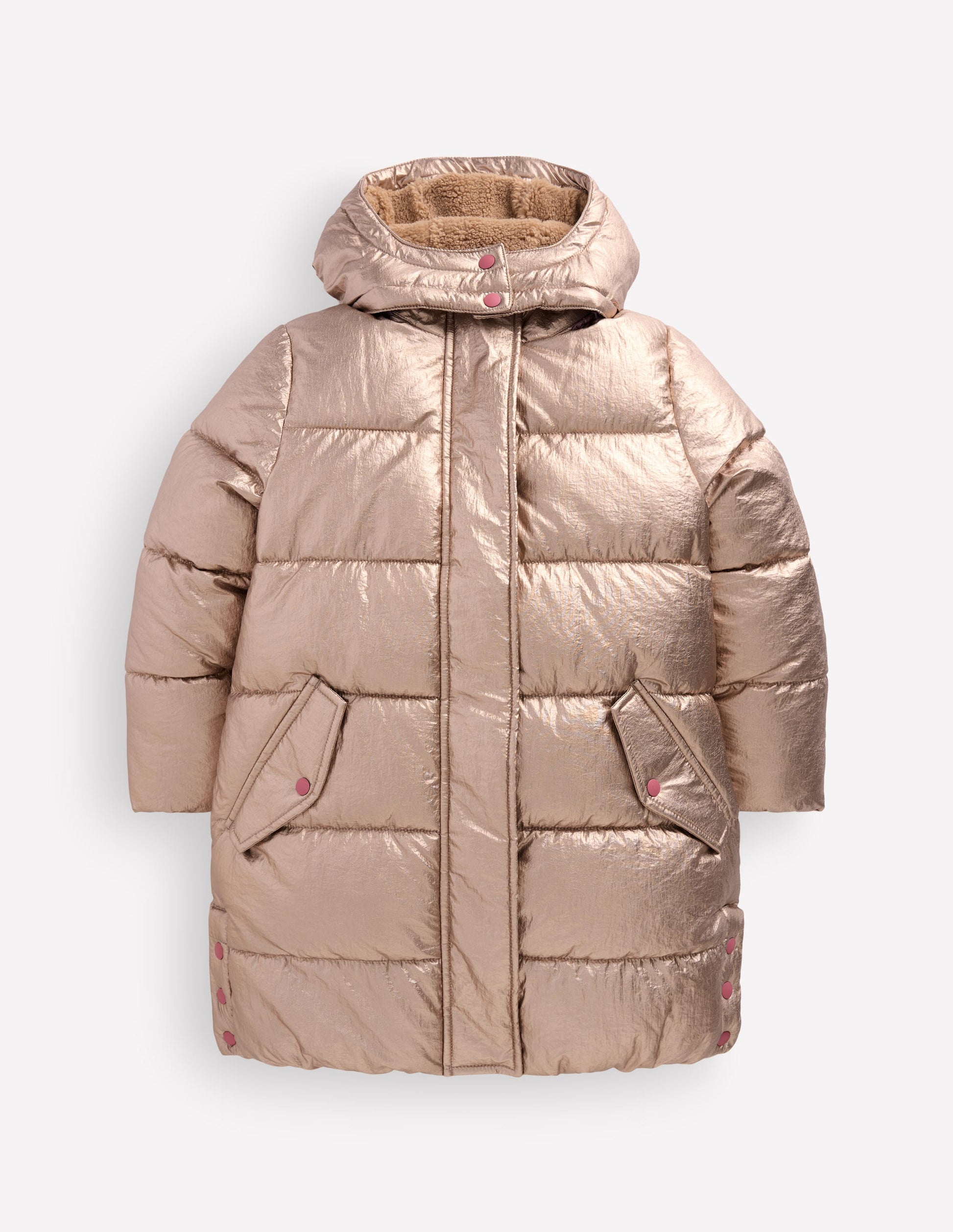 Wattierte Jacke in langer Form-Antikes Messing-7