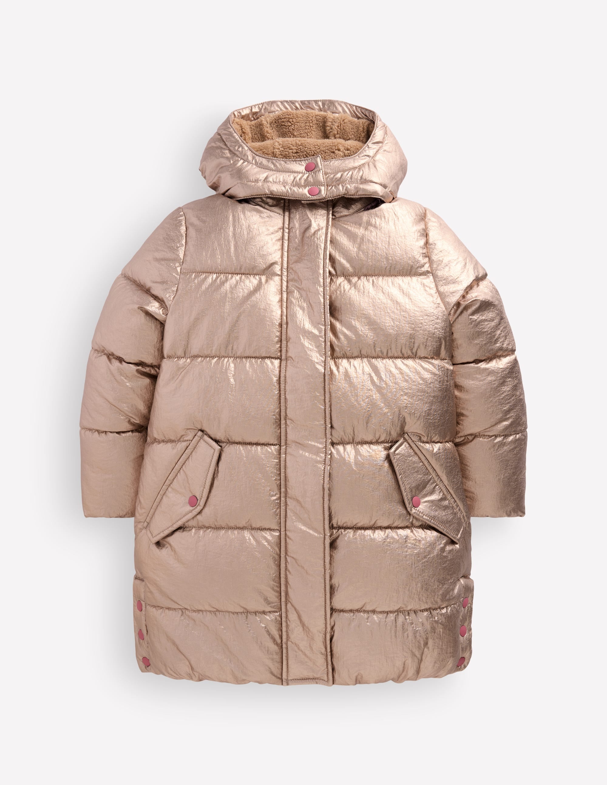 Wattierte Jacke in langer Form-Antikes Messing - Image 7