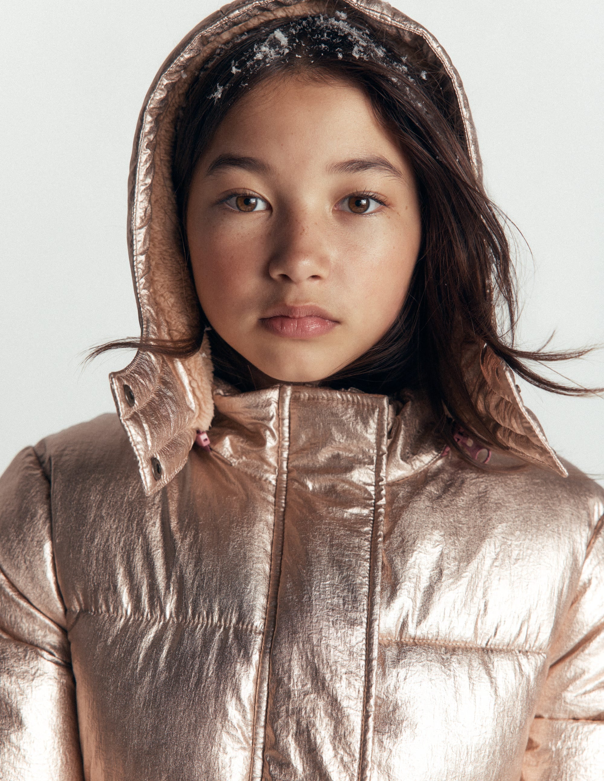 Wattierte Jacke in langer Form-Antikes Messing - Image 3