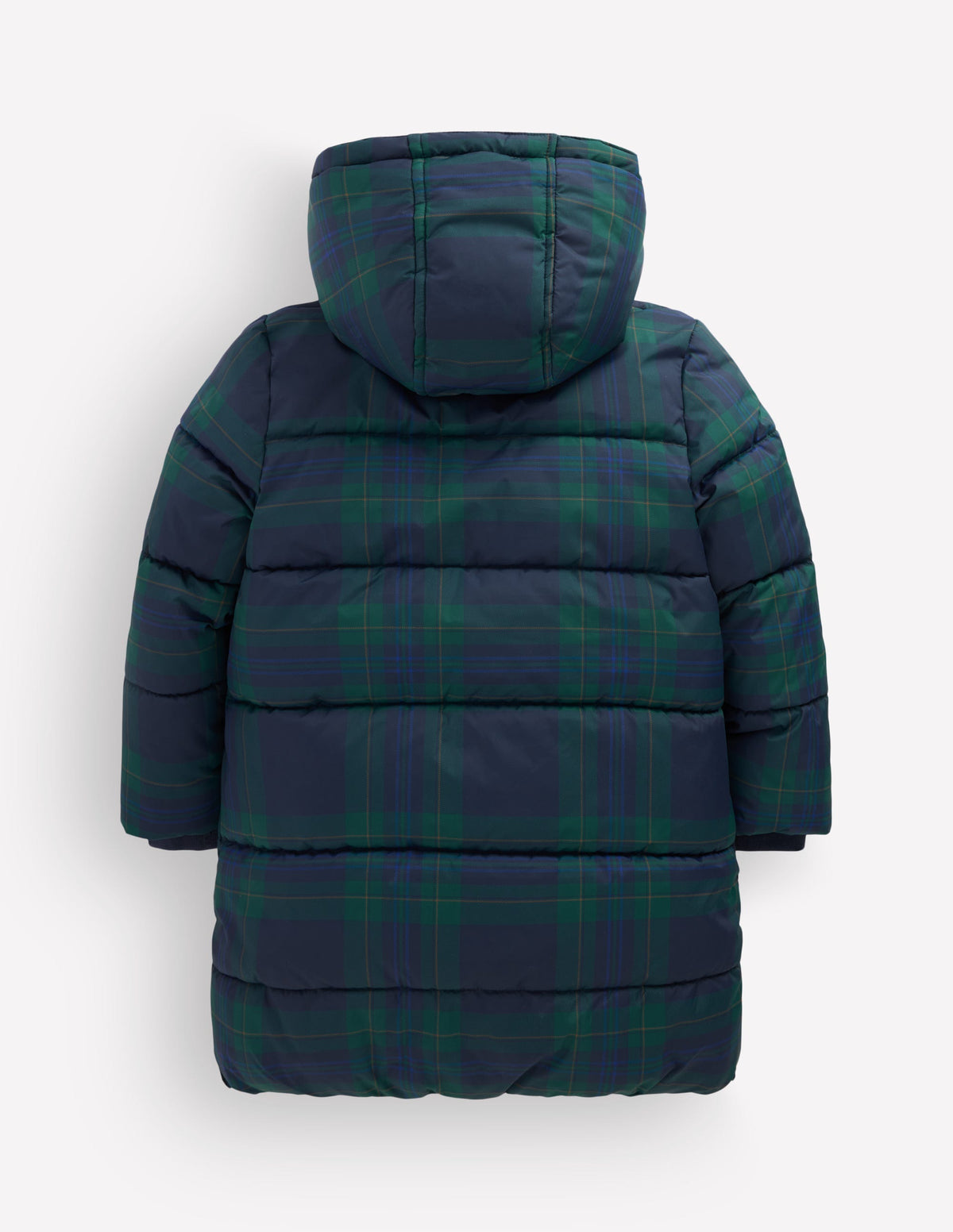 Wattierte Jacke in langer Form-Blau Kariert - Image 2