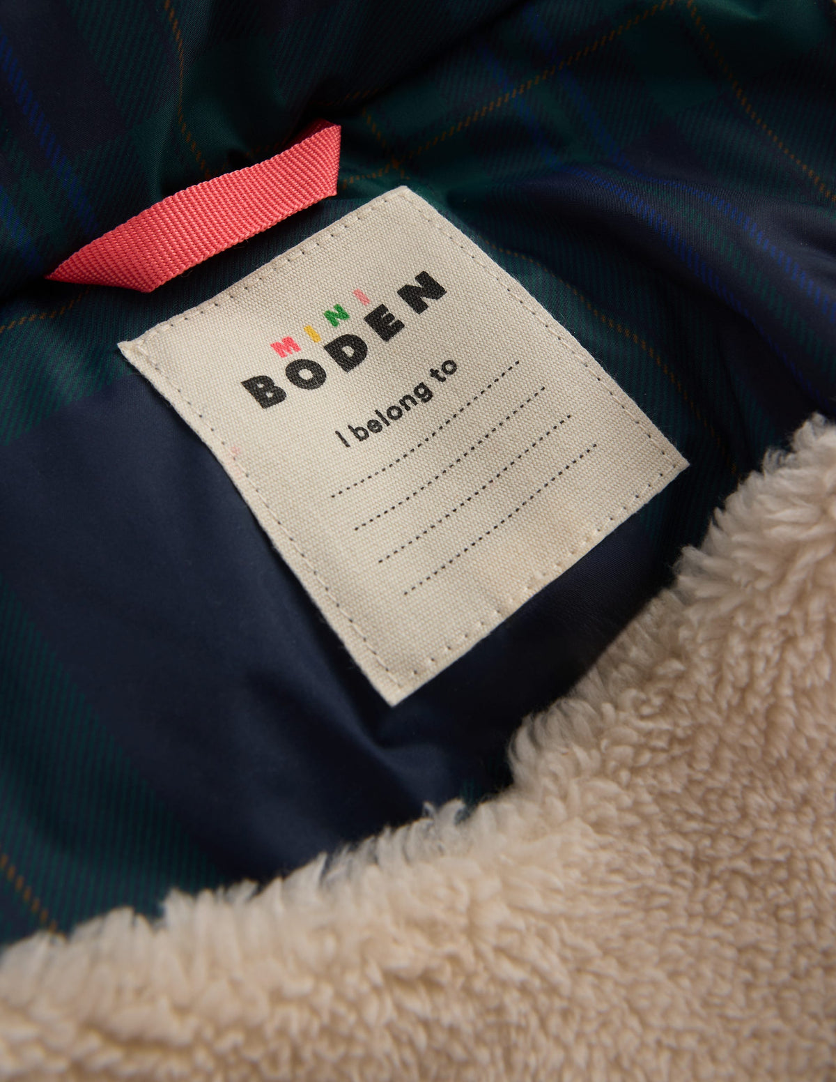 Wattierte Jacke in langer Form-Blau Kariert - Image 4