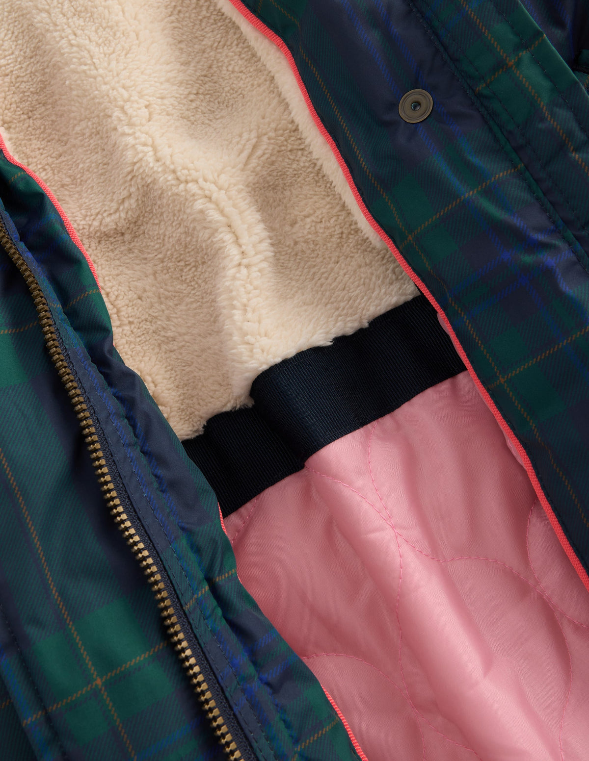 Wattierte Jacke in langer Form-Blau Kariert - Image 5