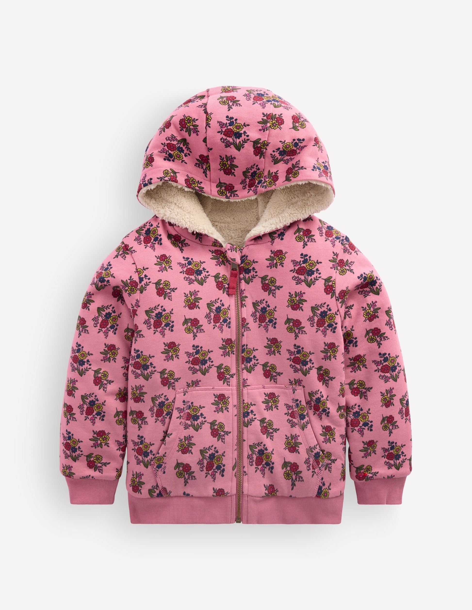 Wendbarer Teddy-Kapuzenpullover-Staubrosa Sprießender Garten-1