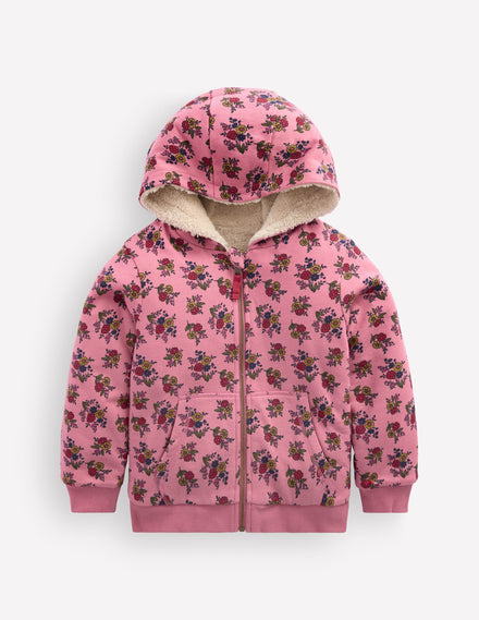 Wendbarer Teddy-Kapuzenpullover-Staubrosa Sprießender Garten
