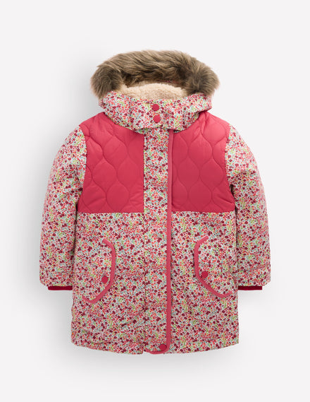 Joni Gesteppter Parka-Blumenmuster