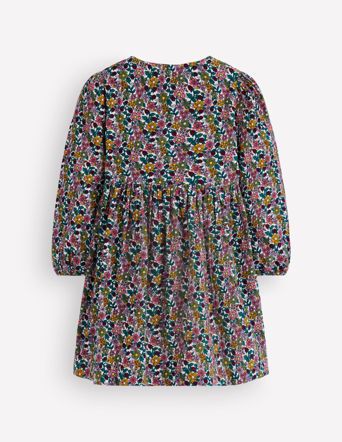 Robe Norah à boutons et nœud-Velours côtelé à motif floral-3