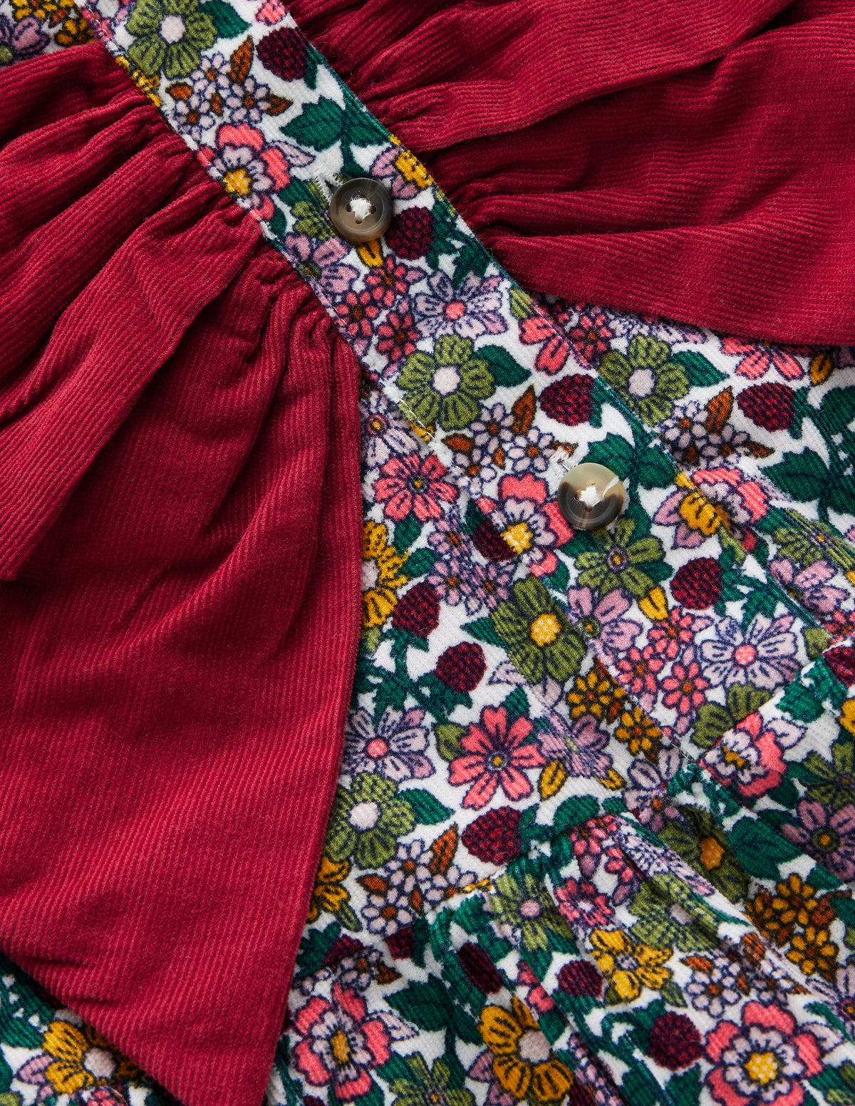 Robe Norah à boutons et nœud-Velours côtelé à motif floral - Image 4