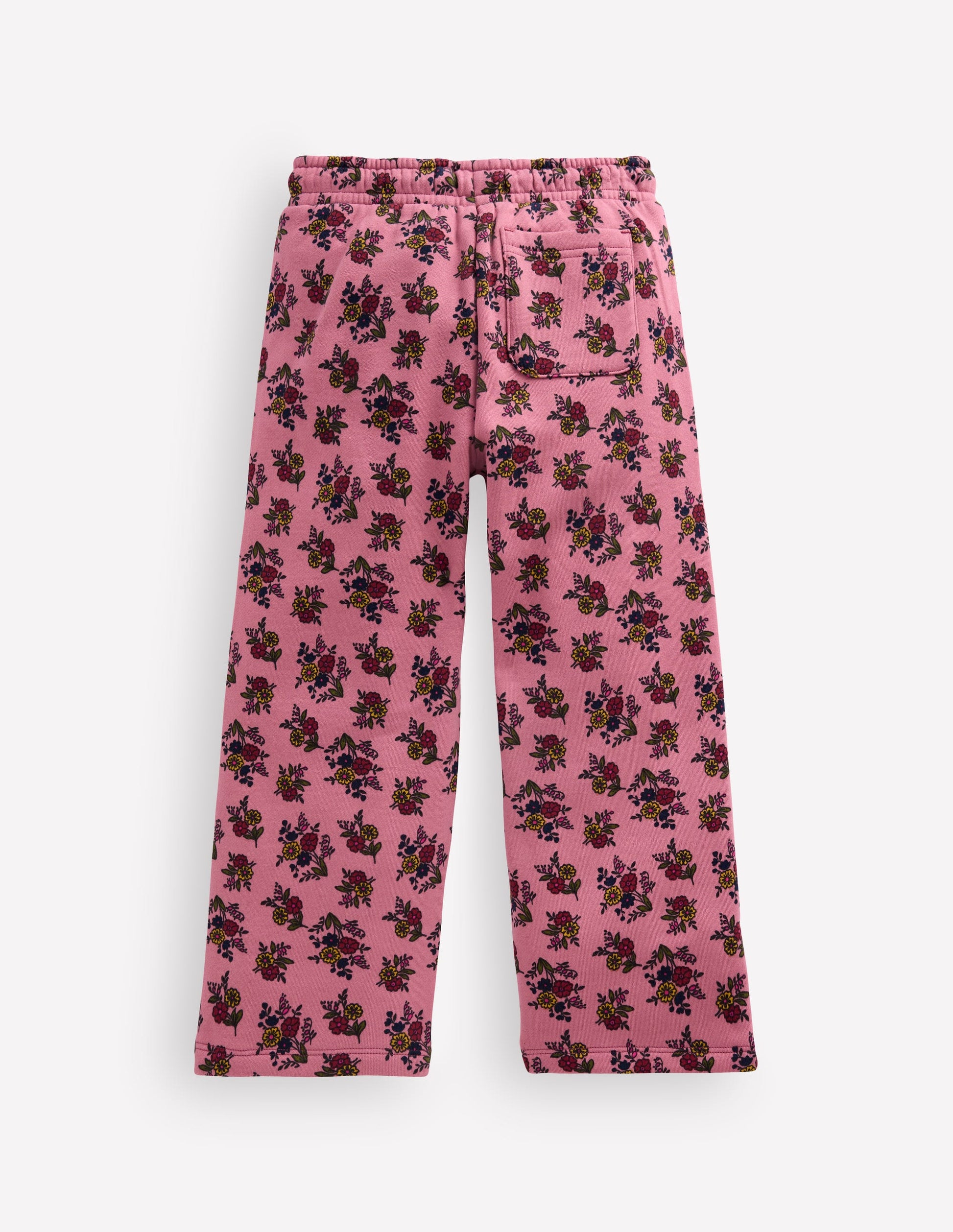 Bedruckte Jogginghose mit weitem Bein-Vintage-Rosa Sprießender Garten-2