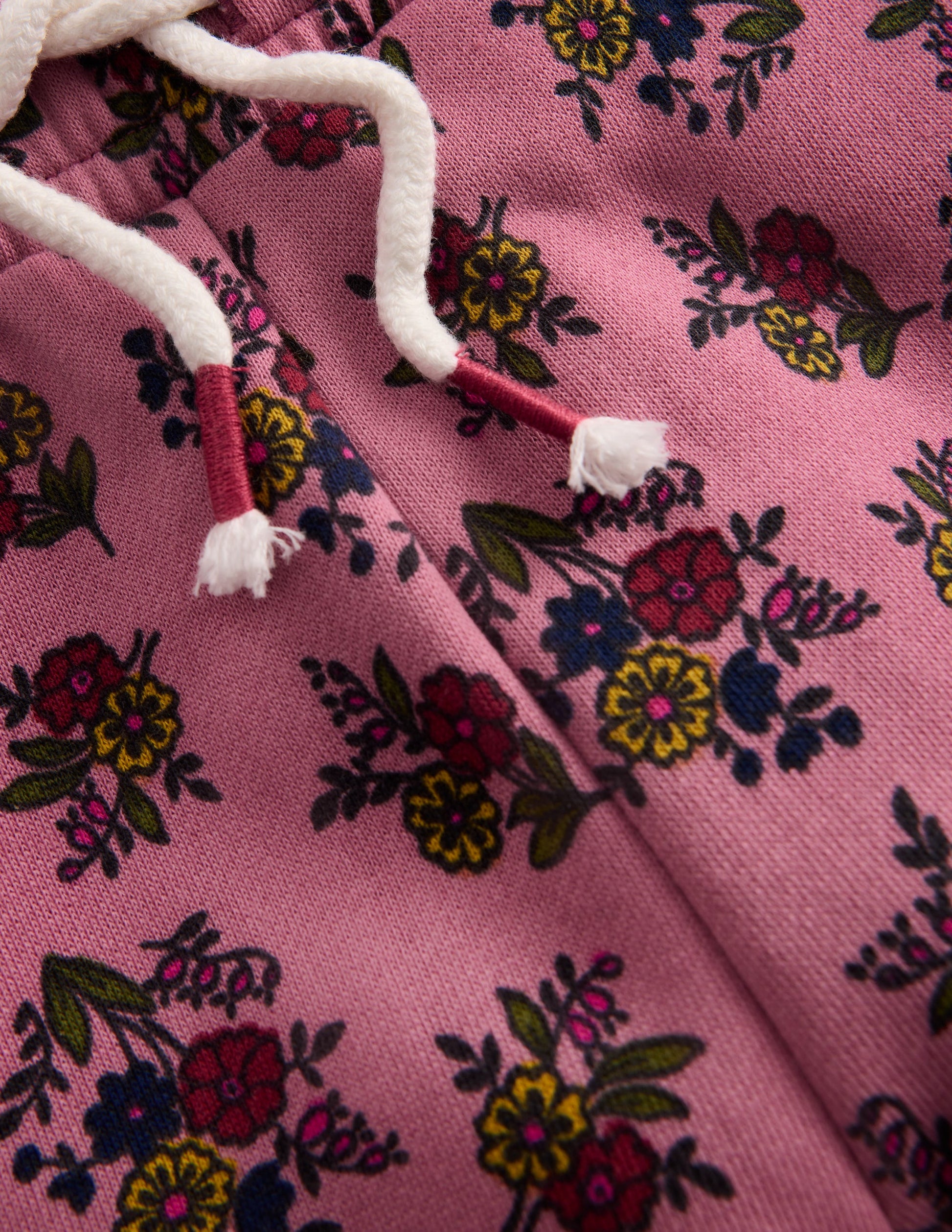 Bedruckte Jogginghose mit weitem Bein-Vintage-Rosa Sprießender Garten-3