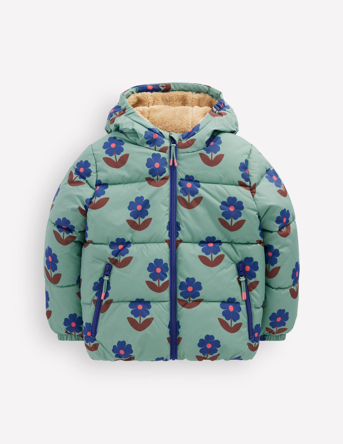 Doudoune fun-Fleurs bleu huile - Image 1