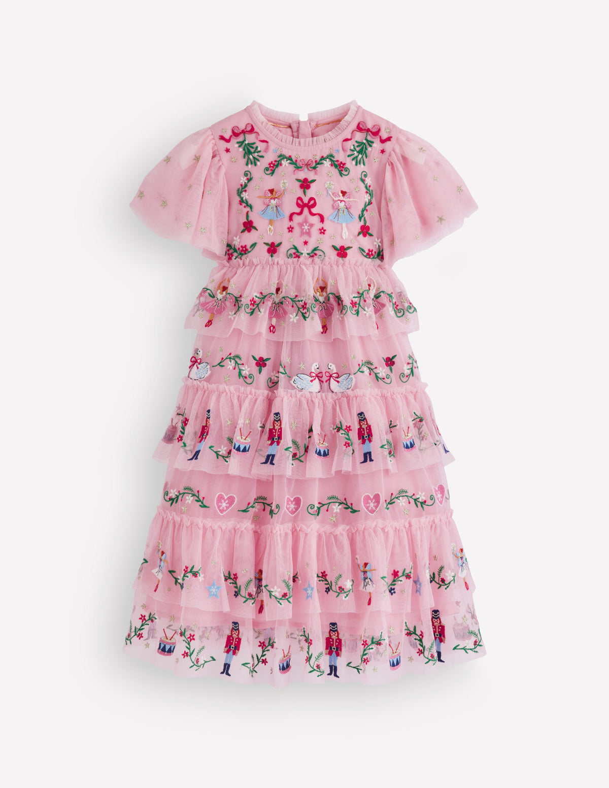 Robe brodée en tulle à volants-Zephyr-2