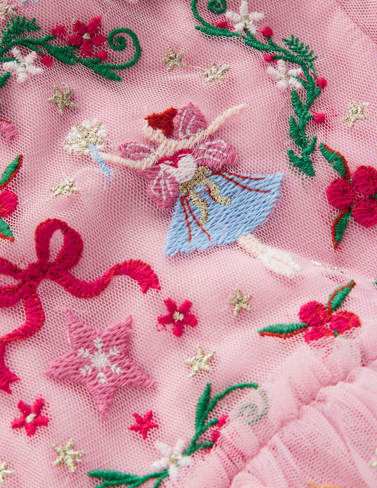 Robe brodée en tulle à volants-Zephyr-5