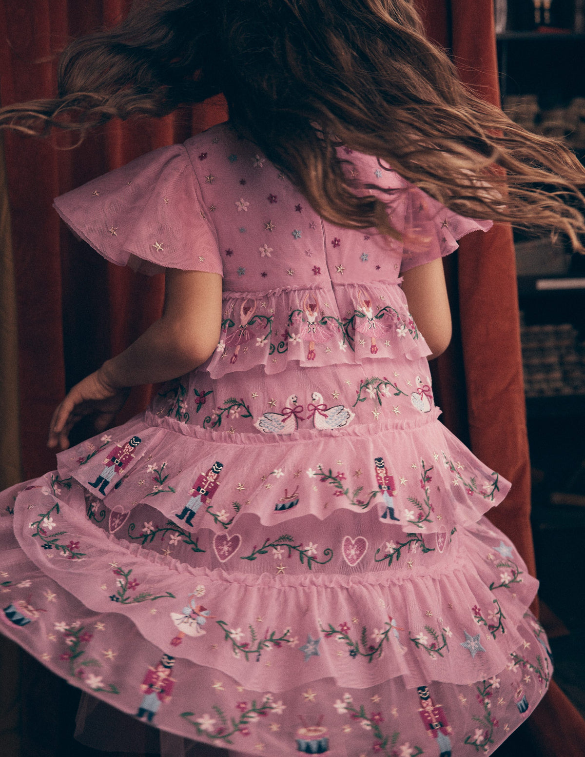 Robe brodée en tulle à volants-Zephyr - Image 1