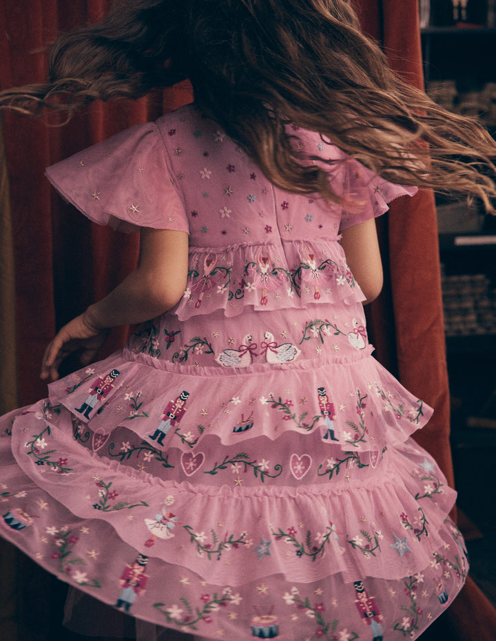 Besticktes Tüll-Rüschenkleid-Zephyr