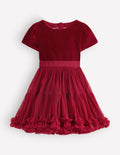 Velour Tulle Occasion Dress-Rhythmic Red