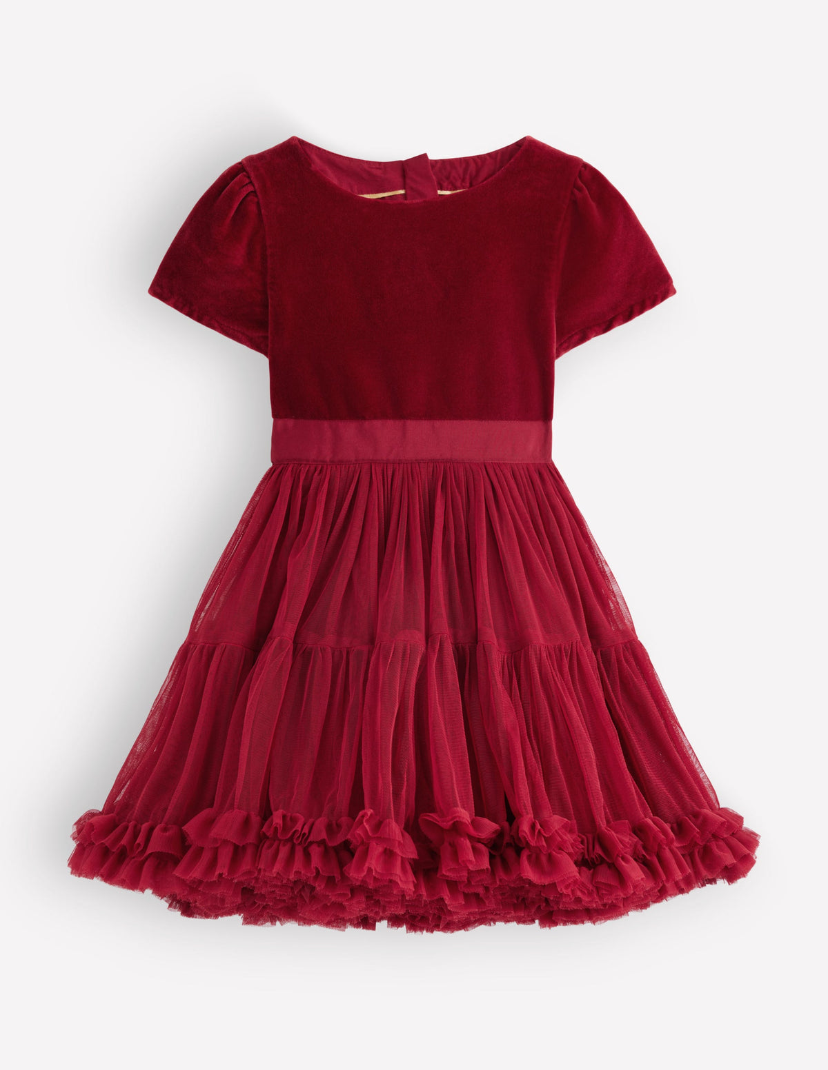 Velour Tulle Occasion Dress-Rhythmic Red-1