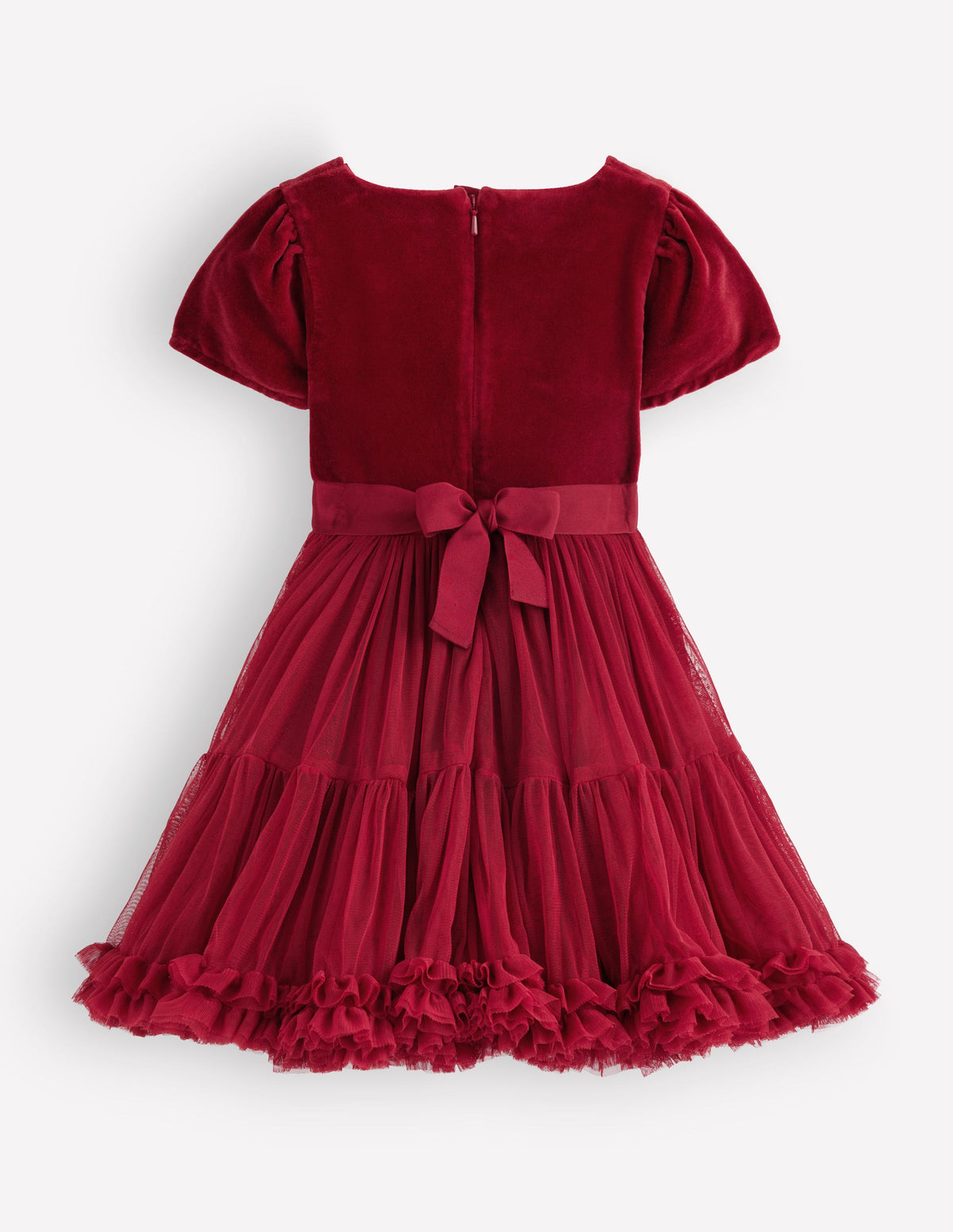 Velour Tulle Occasion Dress-Rhythmic Red-2