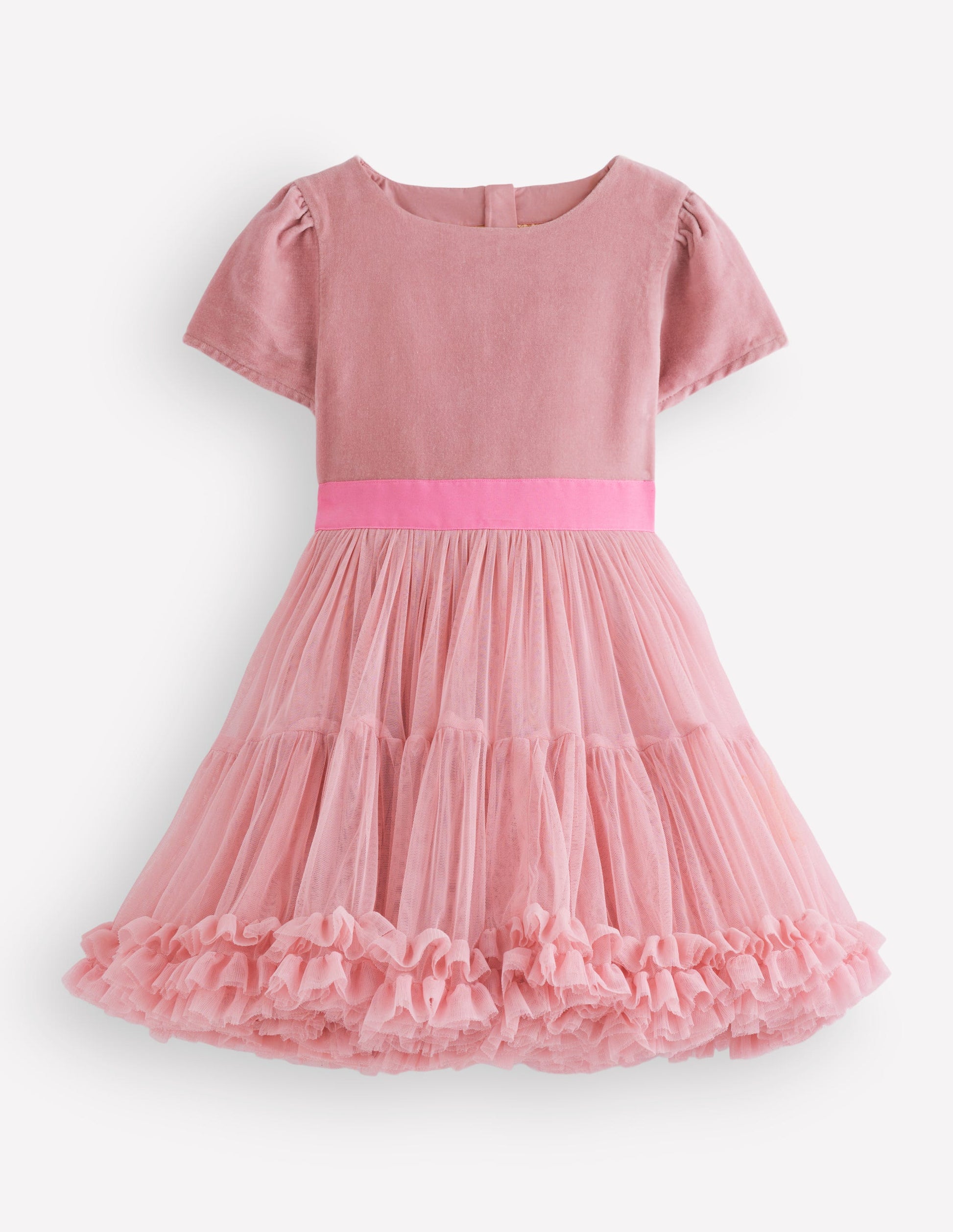 Tüllkleid mit Velours für besondere Anlässe-Vintage-Rosa-1