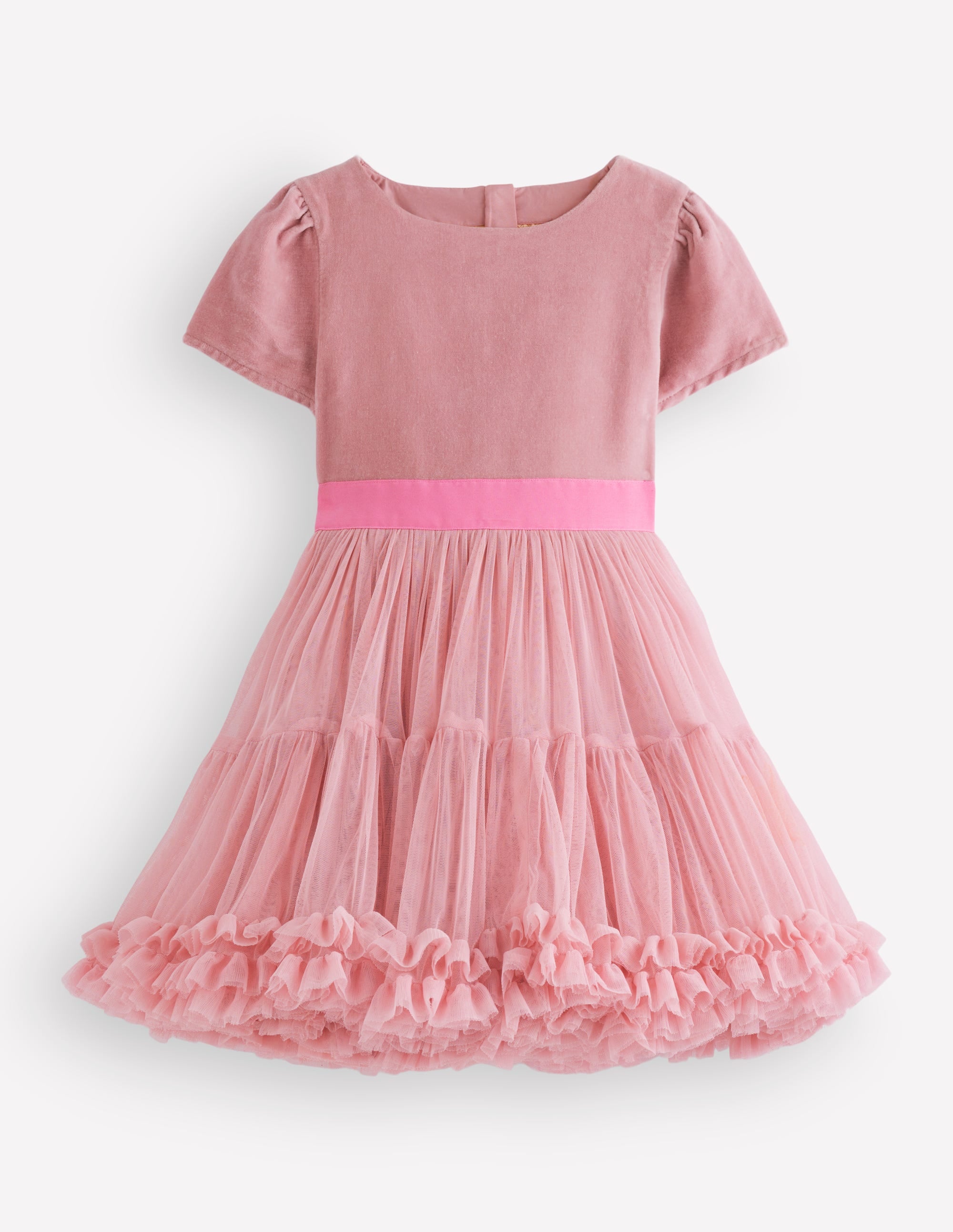 Tüllkleid mit Velours für besondere Anlässe-Vintage-Rosa - Image 1
