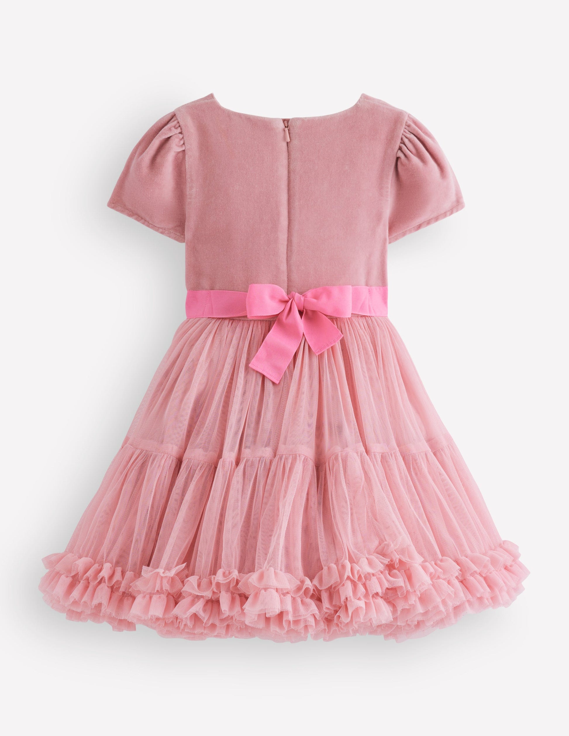 Tüllkleid mit Velours für besondere Anlässe-Vintage-Rosa-2