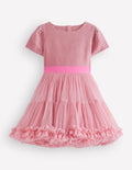 Robe de cérémonie en velours et tulle-Rose vintage