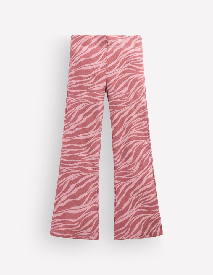 Gerippte, ausgestellte Leggings-Vintage-Rosa Zebra
